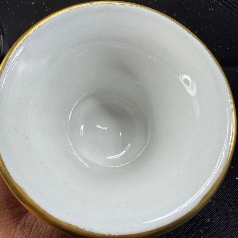 Mottahedeh Italy Porcelain Footed Urn Vase Bowl White Gold Trim Double Handle